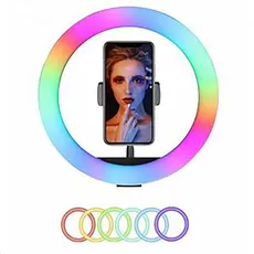 رینگ لایت مدل LJJ-33 رنگ نوری (RGB) به همراه 3 پایه قابل تنظیم ارتفاع