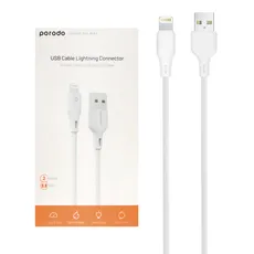 کابل شارژ اصلی فست 2 متری آیفون Porodo مدل PD-U12LC-WH - سفید (گارانتی 24 ماهه شرکتی)
