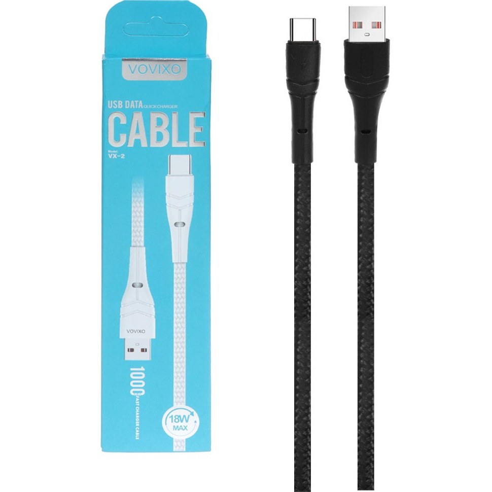 کابل شارژ فست VOVIXO Type-C مدل VX-2 - ( یو اس بی به تایپ سی) 6 ماه گارانتی تعویض 